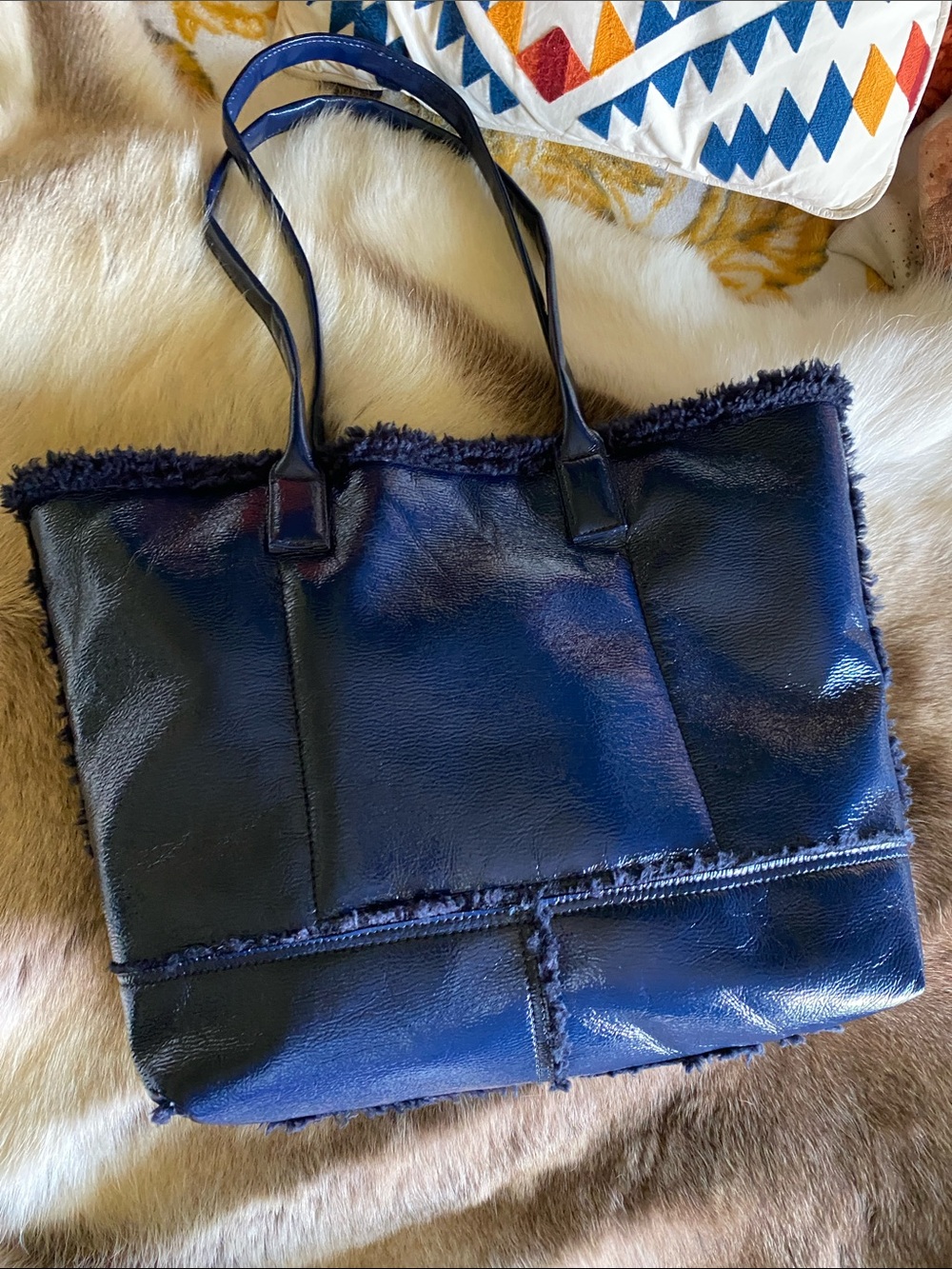 Hobo Blue Sherpa Tote Bag